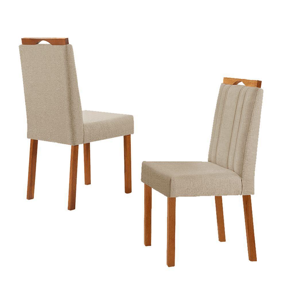 Kit 2 Cadeiras ágata Com Puxador Móveis Minas Cor Linho Bege - 2