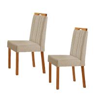 Kit 2 Cadeiras ágata Com Puxador Móveis Minas Cor Linho Bege - 1