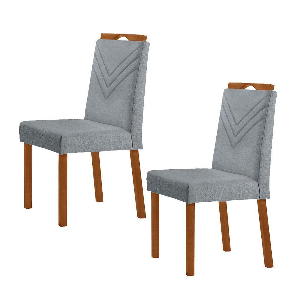 Kit 2 Cadeiras Maia Com Puxador Móveis Minas Cor Linho Cinza - 1