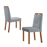Kit 2 Cadeiras Maia Com Puxador Móveis Minas Cor Linho Cinza - 2