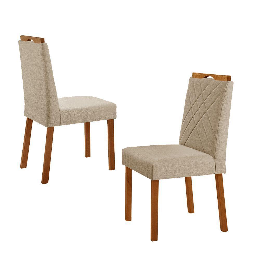 Kit 4 Cadeiras Dallas Com Puxador Móveis Minas Cor Linho Bege - 2