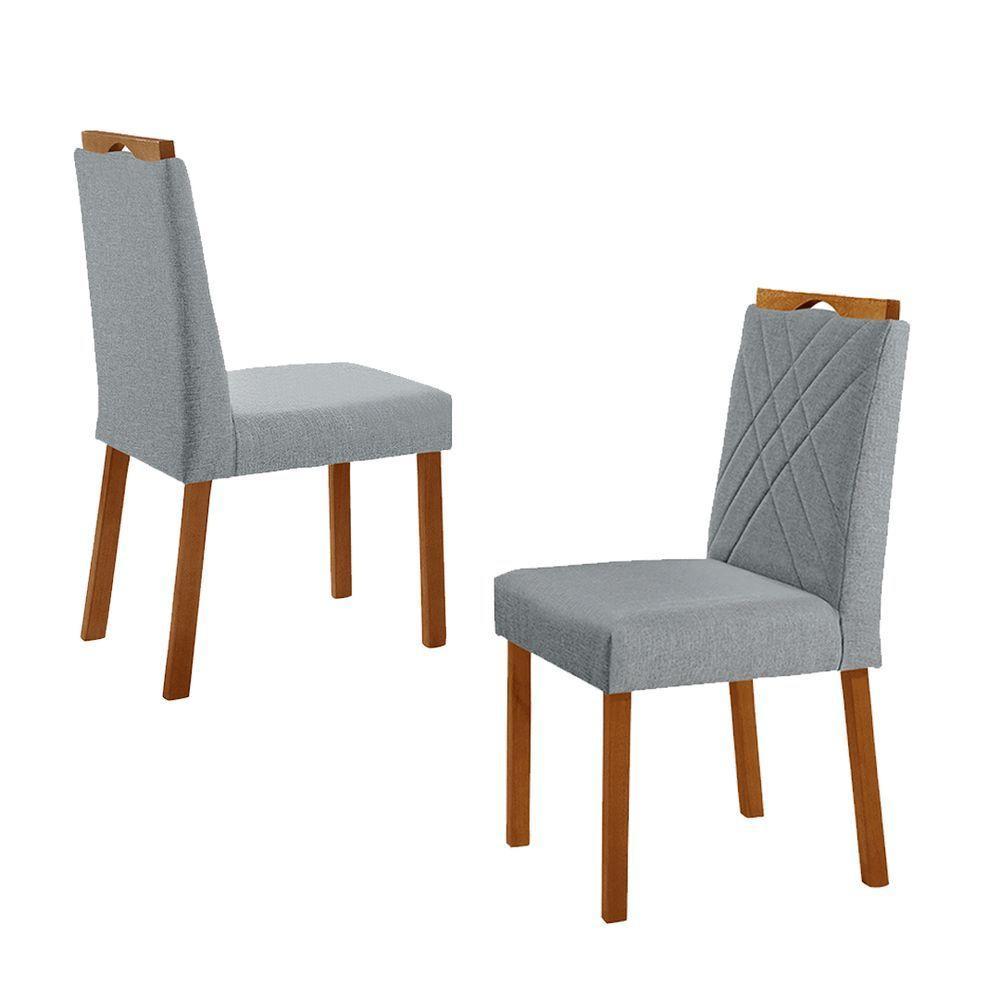 Kit 4 Cadeiras Dallas Com Puxador Móveis Minas Cor Linho Cinza - 2