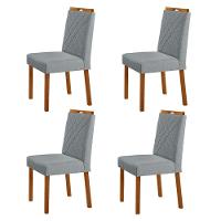 Kit 4 Cadeiras Dallas Com Puxador Móveis Minas Cor Linho Cinza - 1