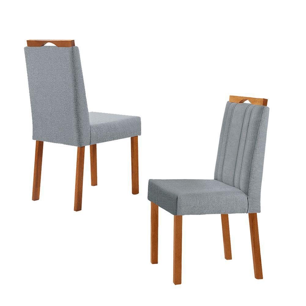 Kit 2 Cadeiras ágata Com Puxador Móveis Minas Cor Linho Cinza - 2