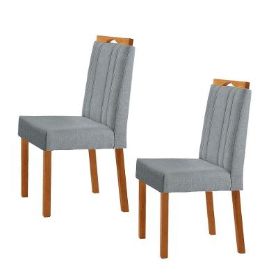 Kit 2 Cadeiras ágata Com Puxador Móveis Minas Cor Linho Cinza