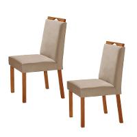 Kit 2 Cadeiras Lis Com Puxador Móveis Minas Cor Veludo Bege - 1