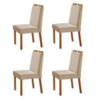 Kit 4 Cadeiras Lis Com Puxador Móveis Minas Cor Linho Bege - 1