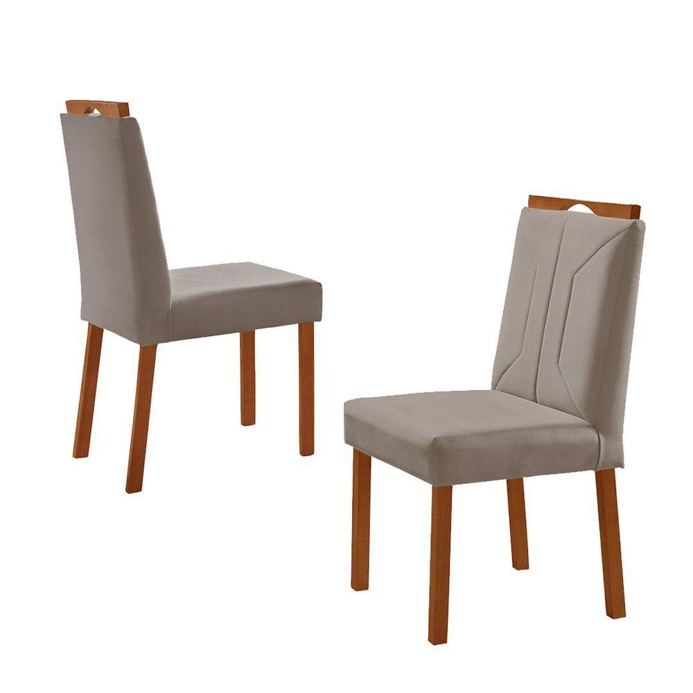 Kit 4 Cadeiras Luna Com Puxador Móveis Minas Cor Veludo Cinza - 2