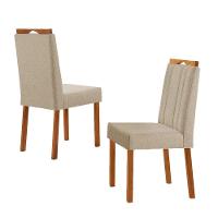 Kit 4 Cadeiras ágata Com Puxador Móveis Minas Cor Linho Bege - 2