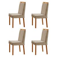 Kit 4 Cadeiras ágata Com Puxador Móveis Minas Cor Veludo Bege - 1