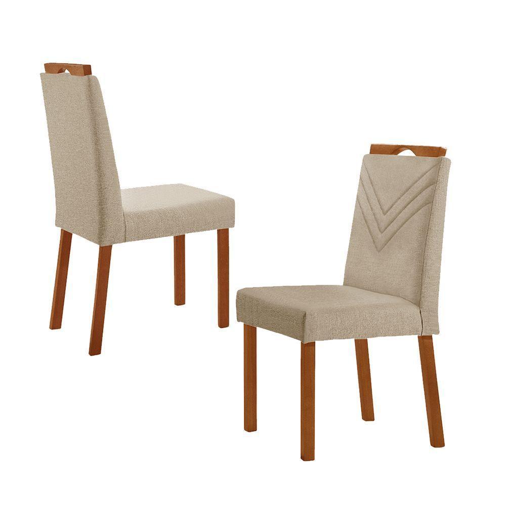 Kit 2 Cadeiras Maia Com Puxador Móveis Minas Cor Linho Bege - 2