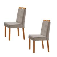 Kit 2 Cadeiras ágata Com Puxador Móveis Minas Cor Veludo Cinza - 1