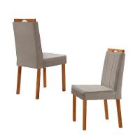 Kit 2 Cadeiras ágata Com Puxador Móveis Minas Cor Veludo Cinza - 2