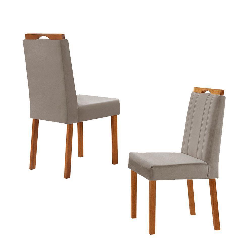 Kit 4 Cadeiras ágata Com Puxador Móveis Minas Cor Veludo Cinza - 2