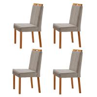 Kit 4 Cadeiras ágata Com Puxador Móveis Minas Cor Veludo Cinza - 1