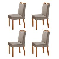 Kit 4 Cadeiras Lis Com Puxador Móveis Minas Cor Veludo Cinza - 1