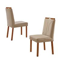 Kit 4 Cadeiras Luna Com Puxador Móveis Minas Cor Veludo Bege - 2