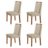 Kit 4 Cadeiras Luna Com Puxador Móveis Minas Cor Linho Bege - 1