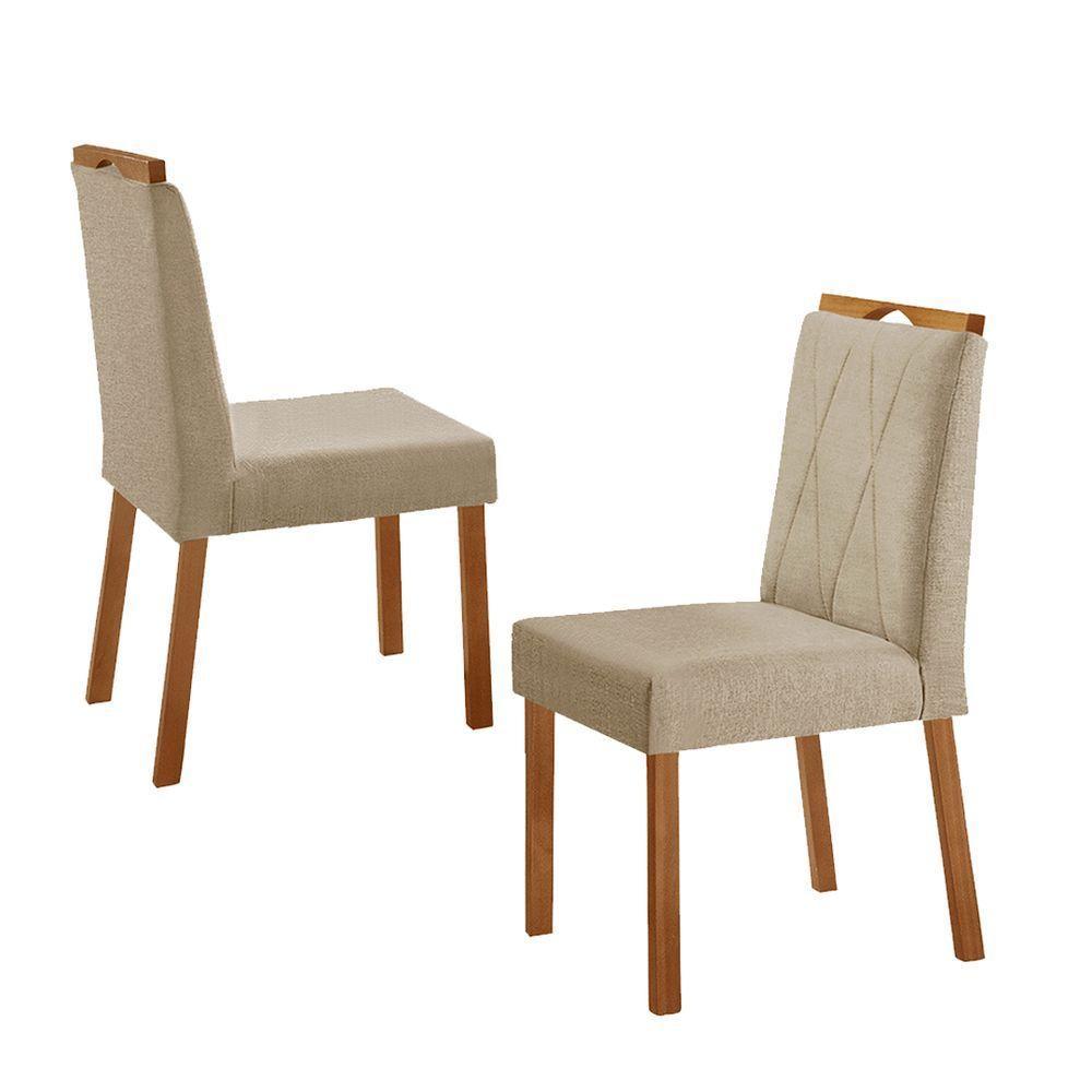 Kit 4 Cadeiras Bela Com Puxador Móveis Minas Cor Linho Bege - 2