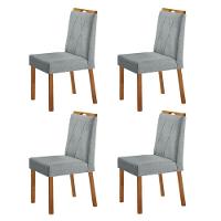 Kit 4 Cadeiras Bela Com Puxador Móveis Minas Cor Linho Cinza - 1