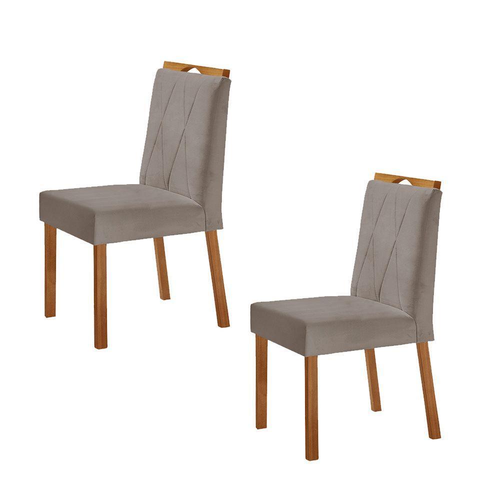 Kit 2 Cadeiras Bela Com Puxador Móveis Minas Cor Veludo Cinza - 1