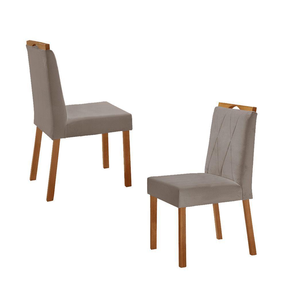 Kit 2 Cadeiras Bela Com Puxador Móveis Minas Cor Veludo Cinza - 2