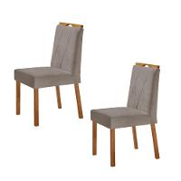 Kit 2 Cadeiras Bela Com Puxador Móveis Minas Cor Veludo Cinza - 1