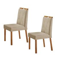 Kit 2 Cadeiras Bela Com Puxador Móveis Minas Cor Linho Bege - 1