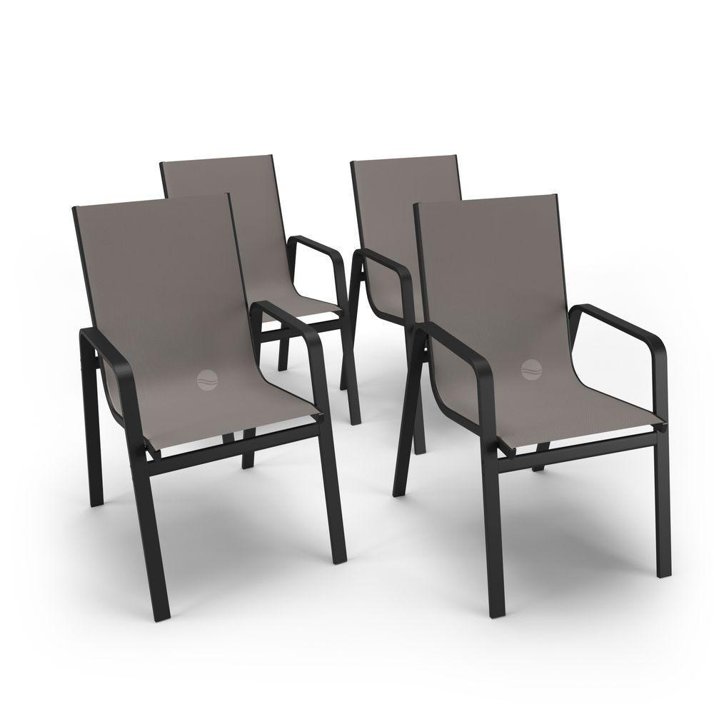 Kit 4 Cadeiras Miami Gourmet Alumínio Preto Tela Fendi - 1