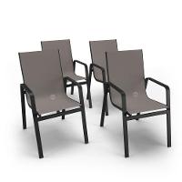 Kit 4 Cadeiras Miami Gourmet Alumínio Preto Tela Fendi - 1