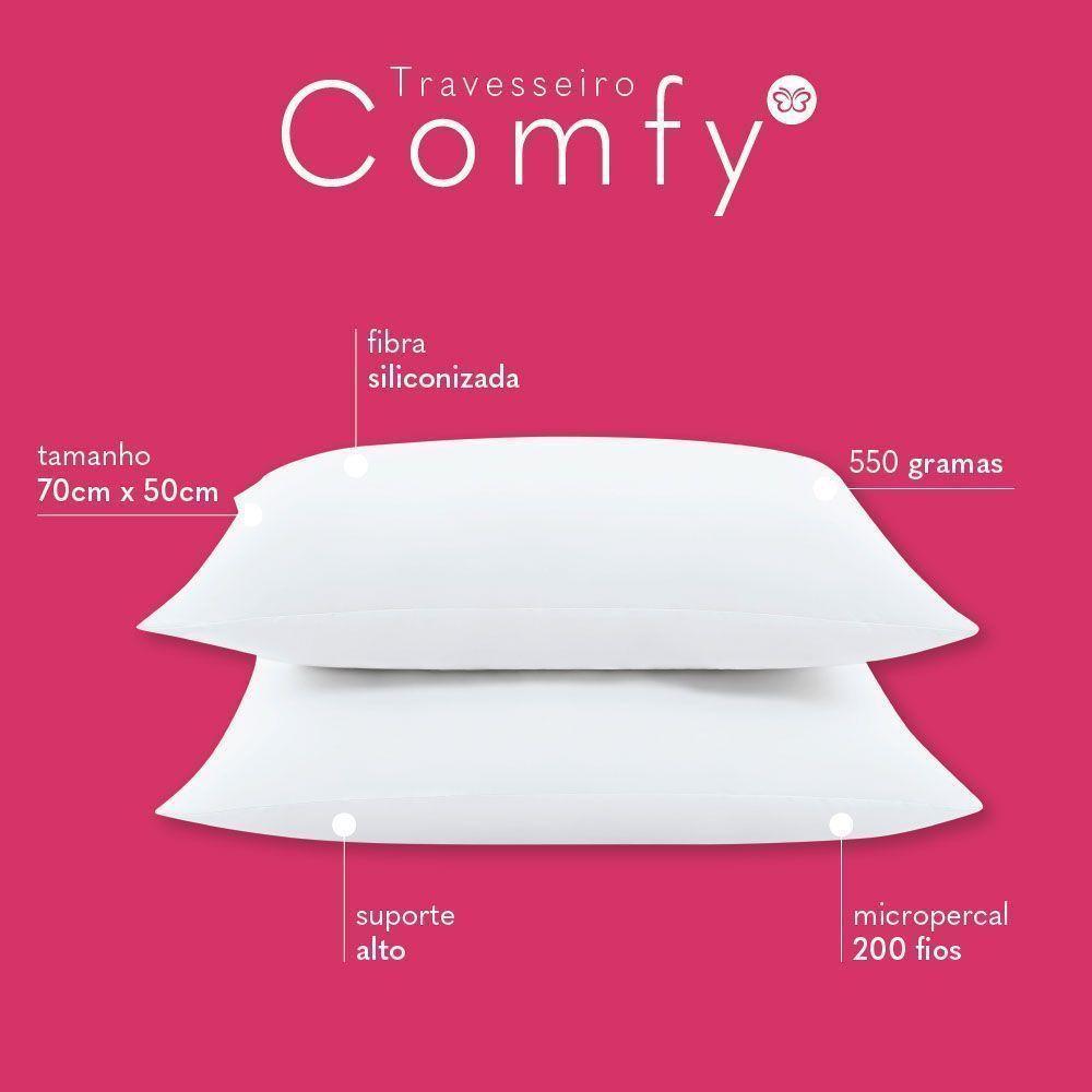 Kit 02 Travesseiros Comfy Suporte Alto - Branco. - 2