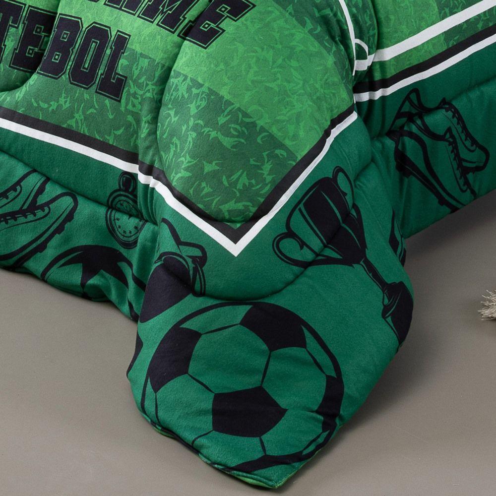 Kit Edredom + Lençol Plush Fofinho Infantil Dupla Face Dream 3 Peças Solteiro - Futebol. - 3