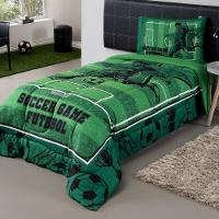 Kit Edredom + Lençol Plush Fofinho Infantil Dupla Face Dream 3 Peças Solteiro - Futebol. - 2