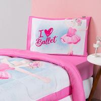 Kit Edredom + Lençol Plush Fofinho Infantil Dupla Face Dream 3 Peças Solteiro - Bailarina. - 1
