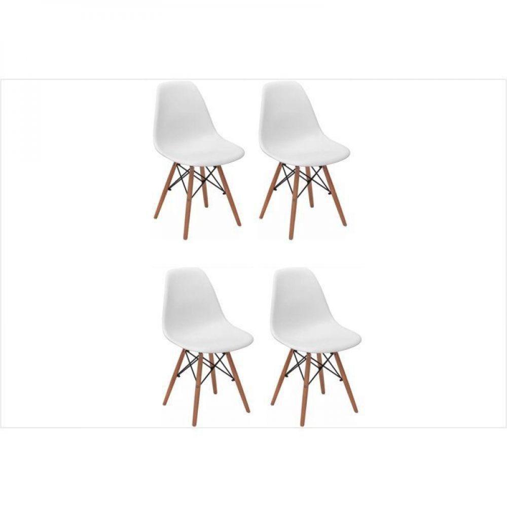 Kit 04 Cadeiras Eiffel Charles Eames Abs Base De Madeira Dsw - 1