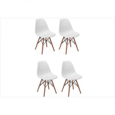 Kit 04 Cadeiras Eiffel Charles Eames Abs Base De Madeira Dsw