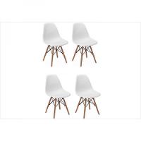 Kit 04 Cadeiras Eiffel Charles Eames Abs Base De Madeira Dsw - 1