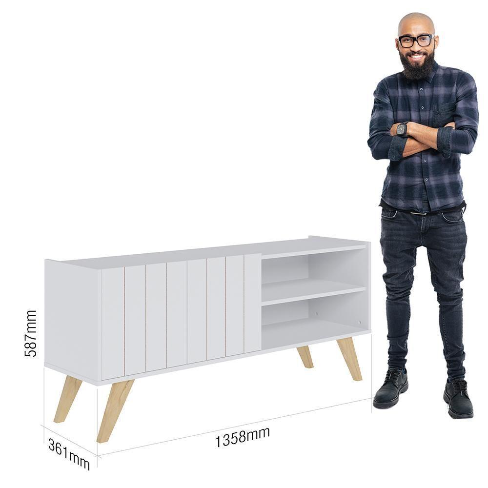 Rack Para Tv Até 50" Com Estante Moov Branco Fosco Tauari Nobre - 5