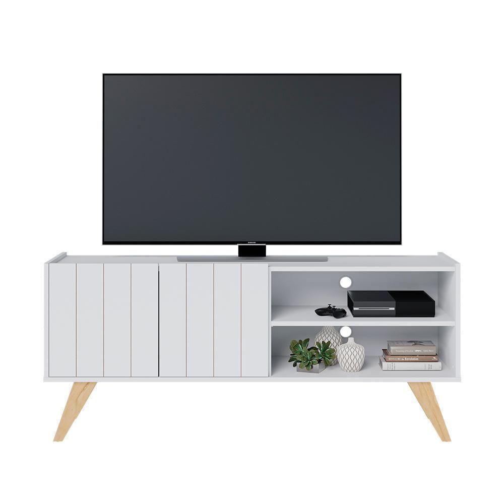 Rack Para Tv Até 50" Com Estante Moov Branco Fosco Tauari Nobre - 9