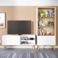 Rack Para Tv Até 50" Com Estante Moov Branco Fosco Tauari Nobre - 1