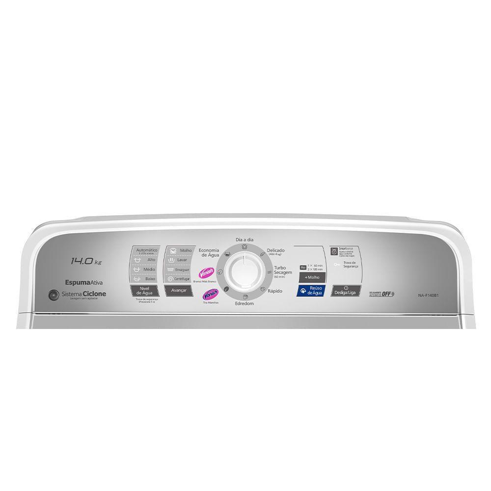 Máquina de Lavar Panasonic Função Vanish Branco Mais Branco 14kg - NA-F140B1W 110V - 6