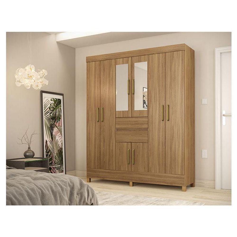 Guarda Roupa Casal Munique Amêndola Touch Com Espelho - Demóbile - 2