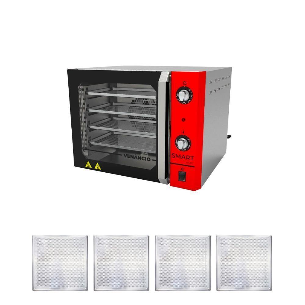 Forno Turbo Convec. Inox E Vermelho Fcsb4e 220v + 4 Assadeiras - Venâncio 220v - 1