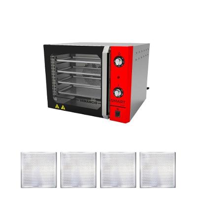 Forno Turbo Convec. Inox E Vermelho Fcsb4e 220v + 4 Assadeiras - Venâncio 220v