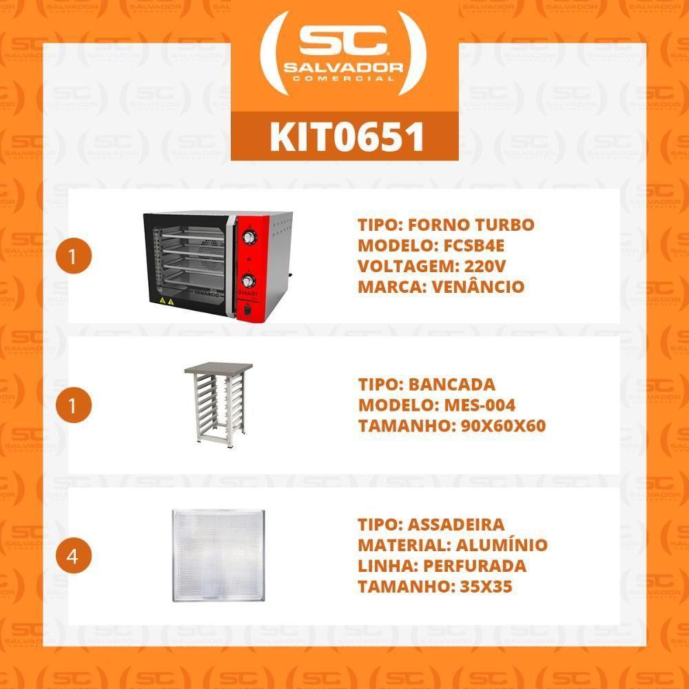 Forno Turbo Convec. Inox E Vermelho Fcsb4e 220v + Bancada Mes-004 + 4 Assadeiras - Venâncio 220v - 2