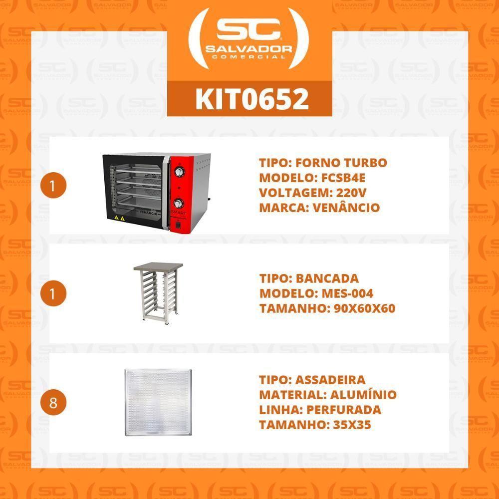 Forno Turbo Convec. Inox E Vermelho Fcsb4e 220v + Bancada Mes-004 + 8 Assadeiras - Venâncio 220v - 2