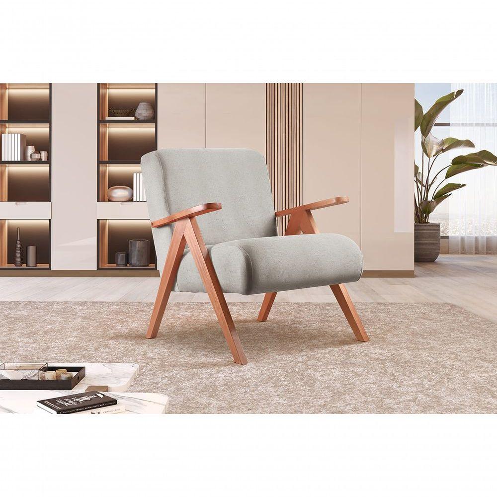 Poltrona Braço De Madeira Laguna linho Cinza 101 - 6