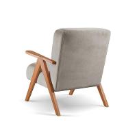 Poltrona Braço De Madeira Laguna linho Cinza 101