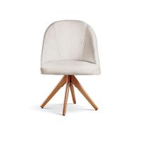 Poltrona Lua Base Giratória De Madeira linho Nude 100 - 1