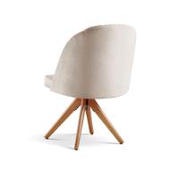 Poltrona Lua Base Giratória De Madeira linho Nude 100